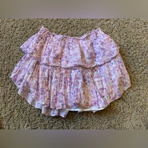 LoveShackFancy Floral Ruffle Mini Skirt